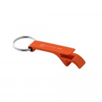 Metallischer Schlüsselanhänger mit Flaschenöffner bedrucken Farbe orange Ansicht mit Logo 1