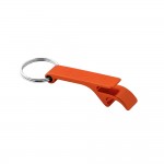 Metallischer Schlüsselanhänger mit Flaschenöffner bedrucken Farbe orange