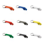 Metallischer Schlüsselanhänger mit Flaschenöffner bedrucken Ansicht in vielen Farben