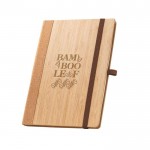 Notizbuch mit Bambus und festem Einband mit Stiftehalter, A5 farbe natürliche farbe Ansicht mit Logo 1