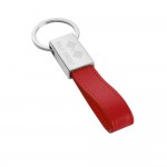 Klassischer Schlüsselanhänger aus Leder für Firmen Farbe rot Ansicht mit Logo 1