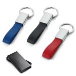 Klassischer Schlüsselanhänger aus Leder für Firmen Ansicht in vielen Farben