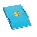 Ringbuch mit Recyclingpapier und Kuli Farbe hellblau Ansicht mit Logo 1