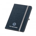 Notizbücher A5 mit verkleidetem Einband  Farbe blau Ansicht mit Logo 1
