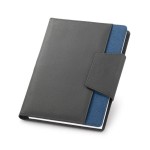Notizbuch mit Magnetverschluss bedrucken Farbe blau Ansicht mit Druckbereich
