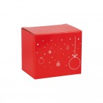Becher mit aufgedruckten Weihnachtskugeln Farbe rot zweite Ansicht der Schachtel