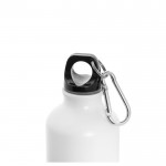 Matte Aluminiumflasche mit Karabiner Farbe Weiß vierte Ansicht