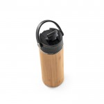 Thermoflasche aus Bambus und Stahl. Farbe Schwarz vierte Ansicht
