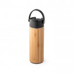 Thermoflasche aus Bambus und Stahl. Farbe Schwarz