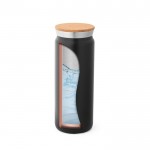 Doppelwandige Thermoflasche mit Korkverschluss Farbe Schwarz fünfte Ansicht