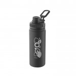 Aluminiumflasche mit Tragegriff u. Plastikverschluss, 570 ml farbe schwarz Ansicht mit Logo 1
