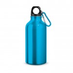 Kleine Aluminiumflasche mit Karabiner bedrucken Farbe hellblau