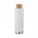 Stahlflasche mit Bambusdeckel Farbe weiß
