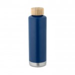 Stahlflasche mit Bambusdeckel Farbe marineblau