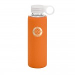 Sportflasche aus Glas mit Logo Farbe orange Ansicht mit Logo 1