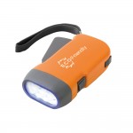 Einfache Taschenlampe mit Dynamo bedrucken Farbe orange Ansicht mit Logo 1