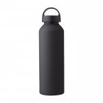Recycling-Aluminiumflasche mit Griff, mattiert, 800ml farbe schwarz erste Ansicht