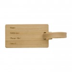 Namensschild für Koffer aus Bambus mit Kunststoffband farbe braun