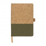 Notizbuch aus Kork und Baumwolle, ca. A5-Blätter, liniert farbe grün erste Ansicht