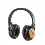 Kabellose Kopfhörer mit Bambusdetails und Bluetooth 5.0 farbe schwarz Ansicht mit Logo 1