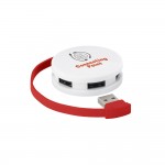 USB-Hub als Werbegeschenk mit 4 Ports Farbe rot Ansicht mit Logo 4