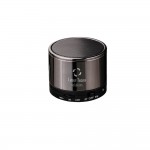 Mini-Bluetooth-Lautsprecher aus Metall Farbe titan Ansicht mit Logo 1