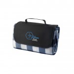 Picknickdecke aus Fleece mit Griff für Transport, 180 g/m2 farbe blau Ansicht mit Logo 1