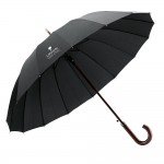 Exklusiver Regenschirm mit 16 Rippen bedrucken Farbe schwarz Ansicht mit Logo 1