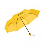 Regenschirm mit passendem Griff bedrucken  Farbe gelb Ansicht mit Logo 1
