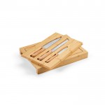 Bambusbrett mit verschiebbarem Tablett und 3 Küchenmessern farbe natürliche farbe dritte Ansicht