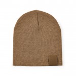 Mütze aus nachhaltigem RPET ideal für kalte Wintertage farbe camel Ansicht von vorne