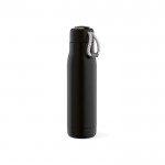 Flasche aus recyceltem Edelstahl mit Kordelband, 540 ml farbe schwarz