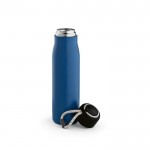 Flasche aus recyceltem Edelstahl mit Kordelband, 540 ml farbe blau zweite Ansicht