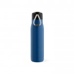 Flasche aus recyceltem Edelstahl mit Kordelband, 540 ml farbe blau vierte Ansicht