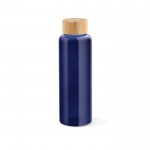 Auslaufsichere Glasflasche mit Bambusdeckel, 490 ml farbe blau