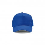 Cap aus recycelter Baumwolle mit Nackenverschluss, 280 g/m2 farbe blau Ansicht von vorne