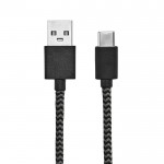 Kabel aus RPET mit zwei USB-A- und USB-C-Anschlüssen, 1 m farbe schwarz dritte Ansicht