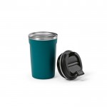 Nachhaltiger Thermobecher aus recyceltem Edelstahl, 400 ml farbe petrolblau zweite Ansicht