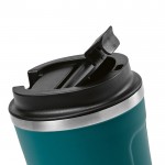 Nachhaltiger Thermobecher aus recyceltem Edelstahl, 400 ml farbe petrolblau vierte Ansicht
