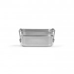 Lunchbox aus recyceltem Edelstahl mit Schnallen, 1,05 L farbe silber Ansicht von vorne