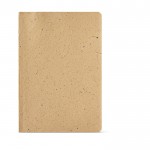 Softcover-Notizbuch, hergestellt z.T. aus Kokosnussschale A5 farbe hellbraun Ansicht von vorne