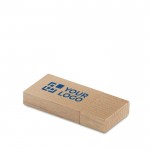Flacher USB-Stick aus Holz mit Aufdruck Ansicht mit Druckbereich