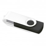 Drehbarer USB-Stick mit weißem Clip, Farbe schwarz
