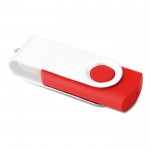 Drehbarer USB-Stick mit weißem Clip, Farbe rot