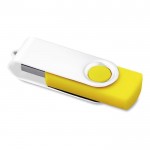Drehbarer USB-Stick mit weißem Clip, Farbe gelb