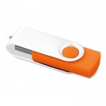 Drehbarer USB-Stick mit weißem Clip, Farbe orange