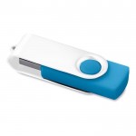 Drehbarer USB-Stick mit weißem Clip, Farbe hellblau
