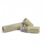 Zylindrischer USB-Stick aus recyceltem Karton mit Logo bedrucken