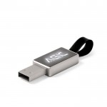 Metallischer USB-Stick mit beleuchtetem Logo und Band Ansicht 1