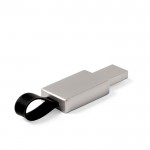 Metallischer USB-Stick mit beleuchtetem Logo und Band Ansicht 2
